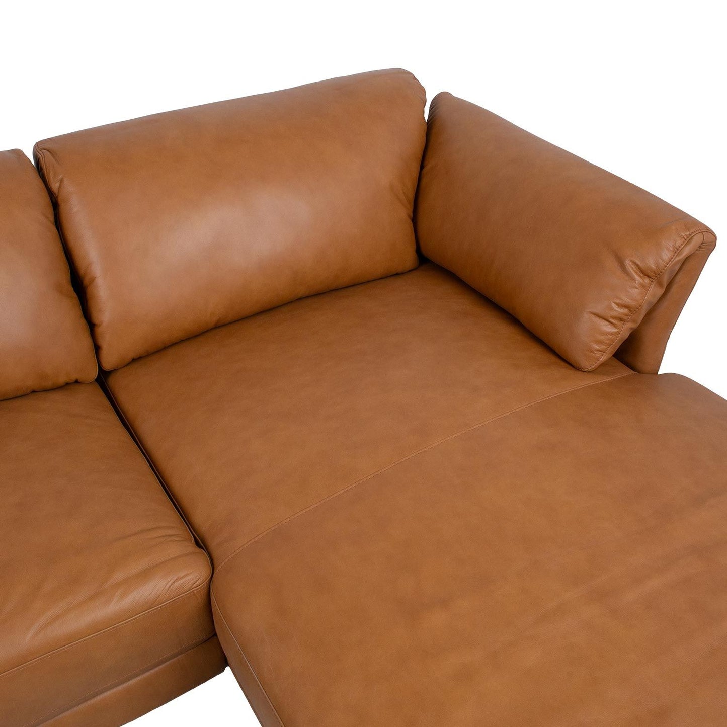 Corner sofa COLLINS LS, cognac brown leather 