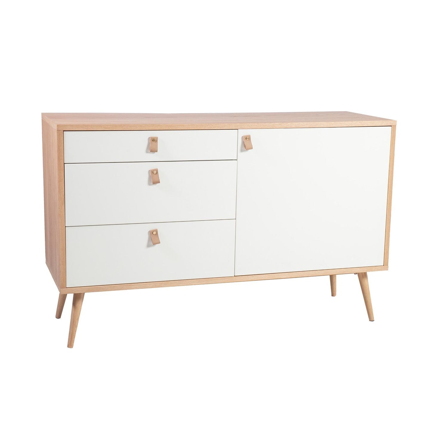 Chest of drawers HELENA WHITE 120x40xH75cm, natural/white