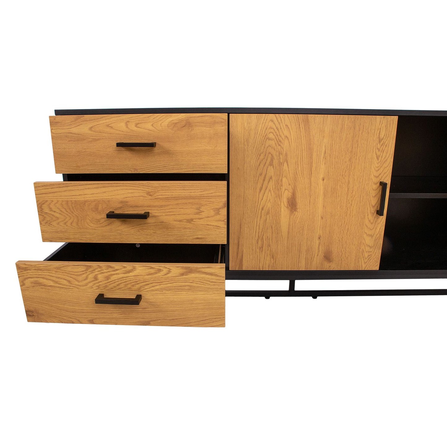 Chest of drawers AMSTERDAM 160x40xH75cm, oak/black