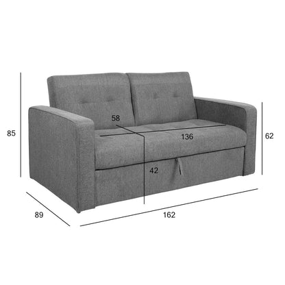 Sofa bed JORGE 2-seater, gray 162x89xH85 cm 