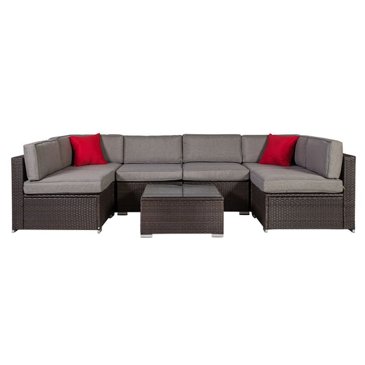 Garden furniture set CLIFF modular sofa, table / Brown 