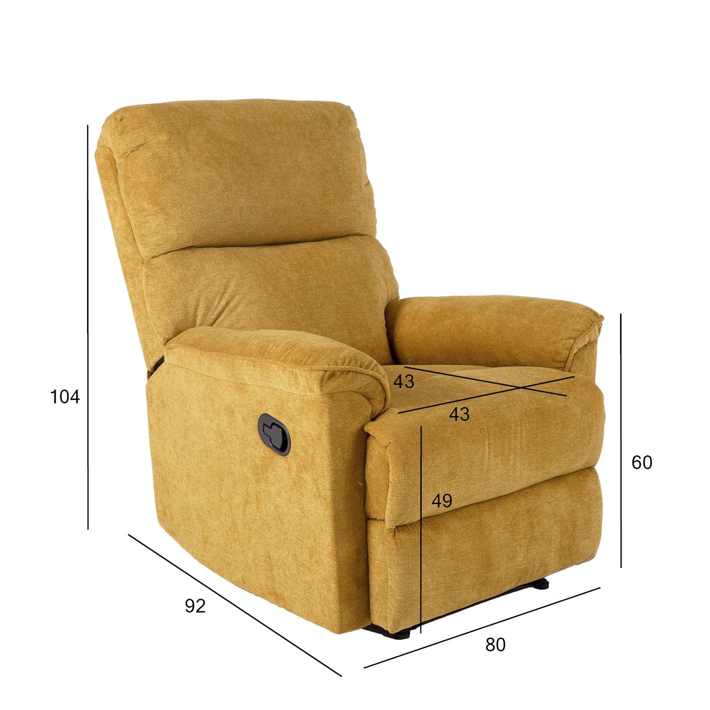 Lounge chair GUSTAV 80x92x104cm, yellow 