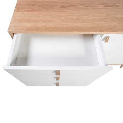 Chest of drawers HELENA WHITE 120x40xH75cm, natural/white