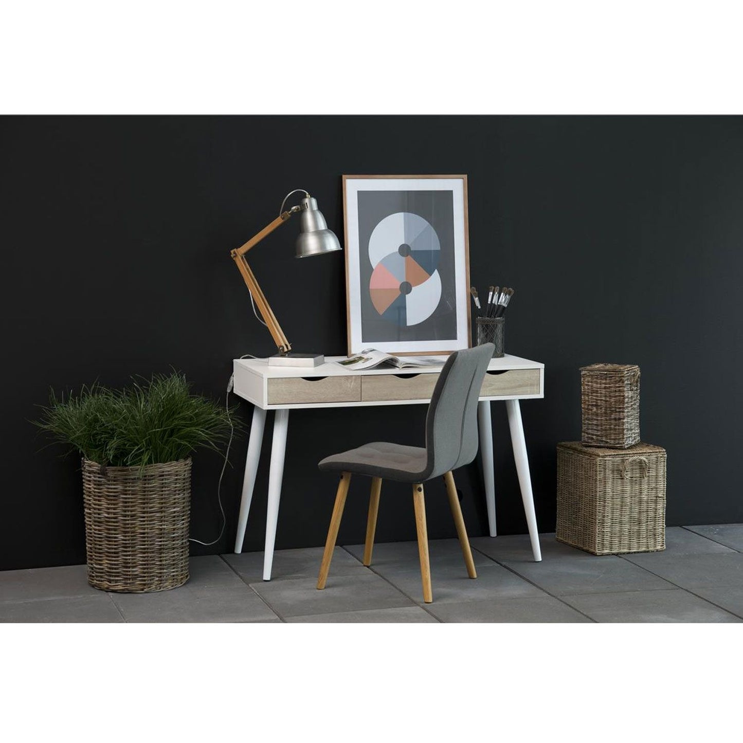 Desk NEPTUNE 110x50xH77km, white/oak 