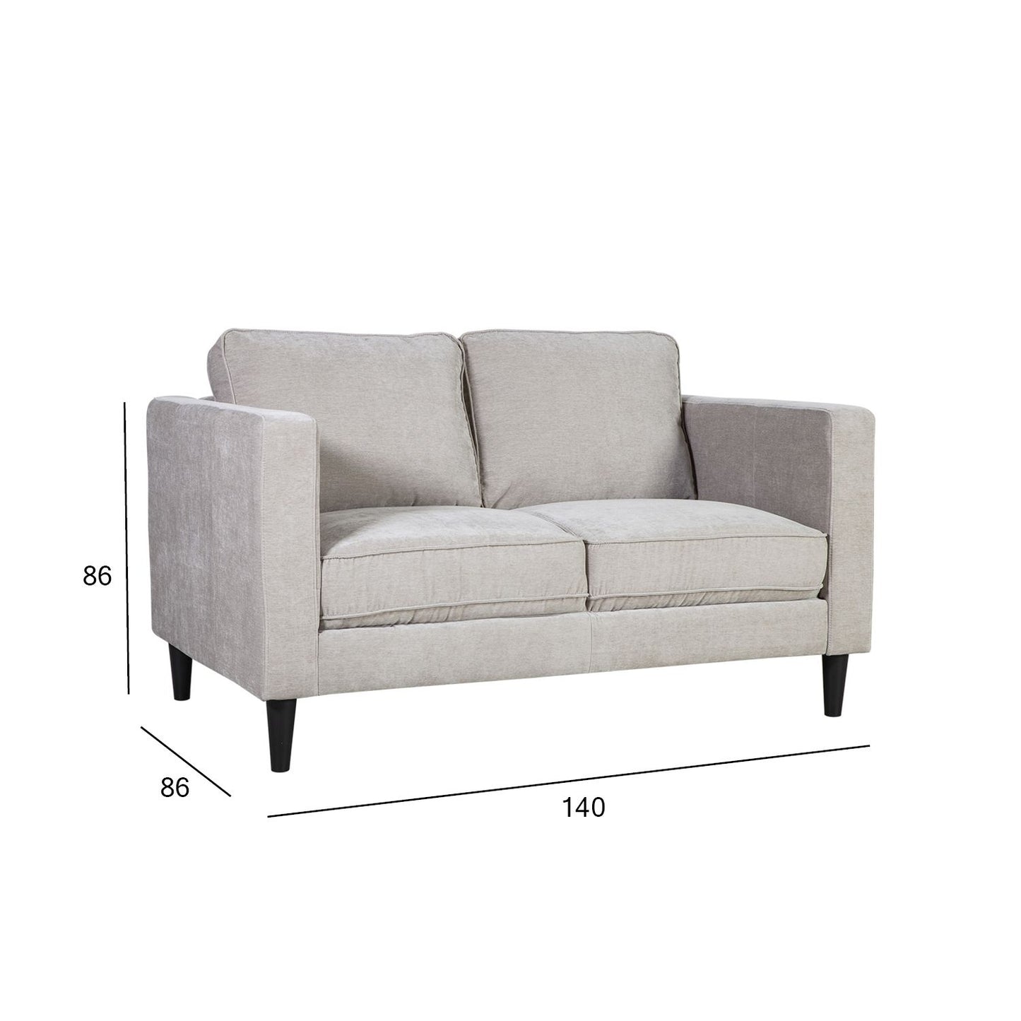 Sofa SPENCER 2-seater, 140x82xH84cm, light gray