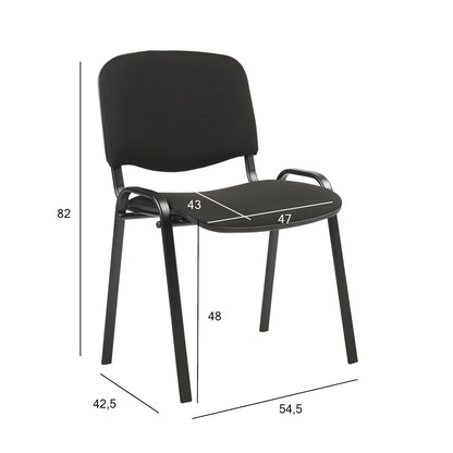 Apmeklētāja krēsls ISO 54,5xD42,5xH82/47cm, sēdeklis: audums, krāsa: melns, rāmis: melns