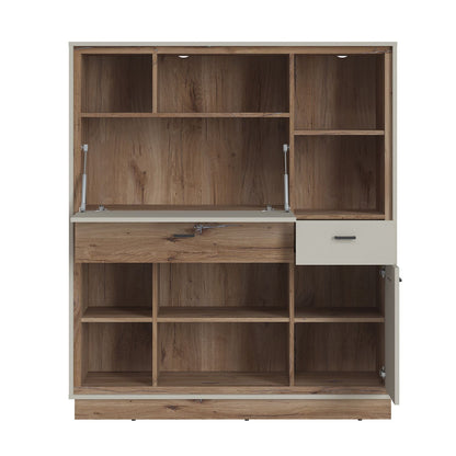 Bookcase RIVERO 124x40xH143cm, oak/grey