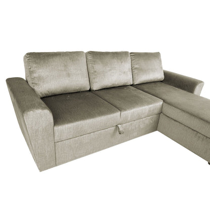 Corner pull-out sofa INGMAR beige velvet