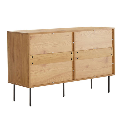 Chest of drawers LINE 120x40xH75cm, melamine with oak pattern