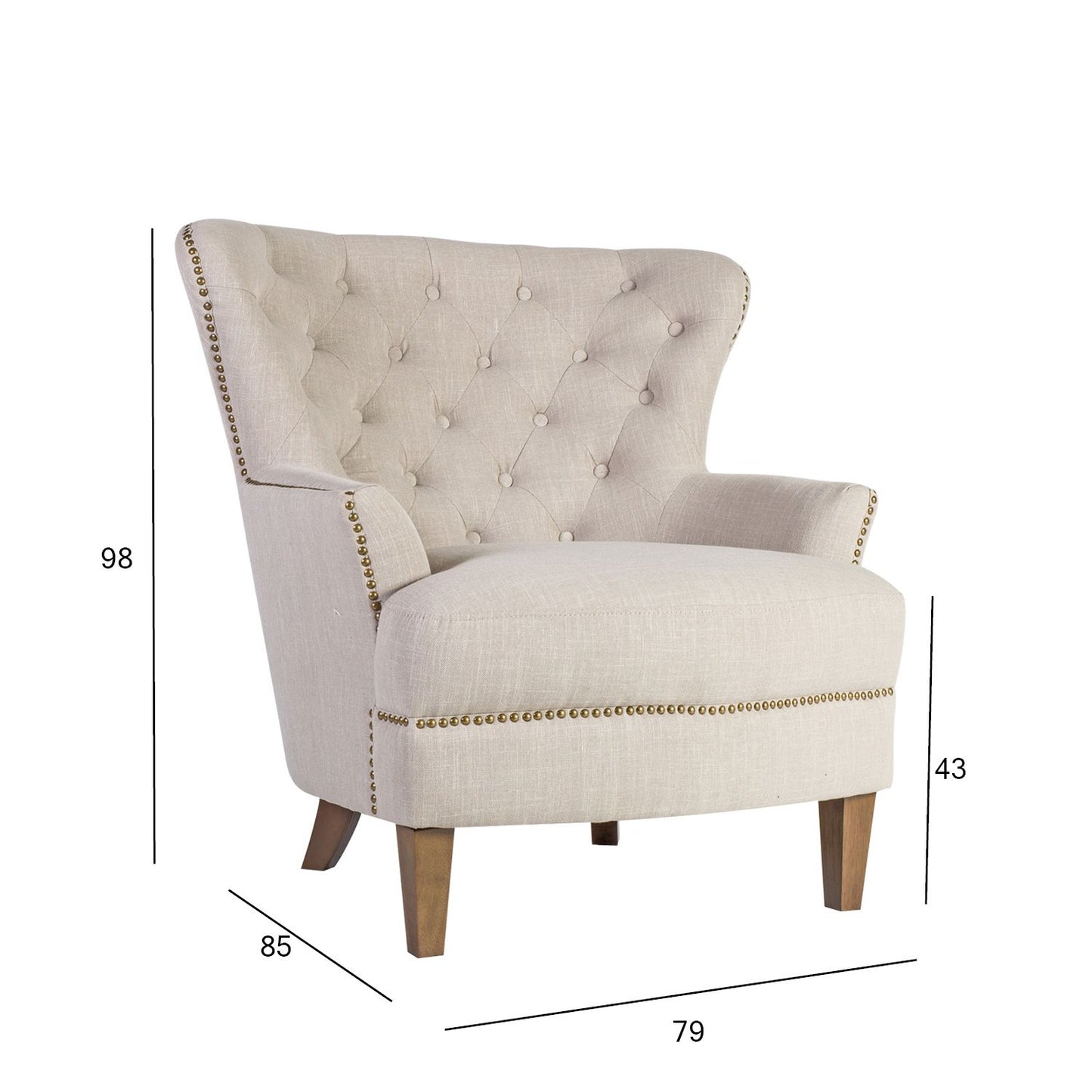 Armchair HOLMES 79x85xH98cm, beige 