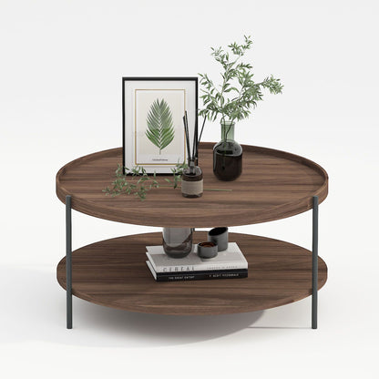 Coffee table CINDY D80xH40cm, melamine walnut