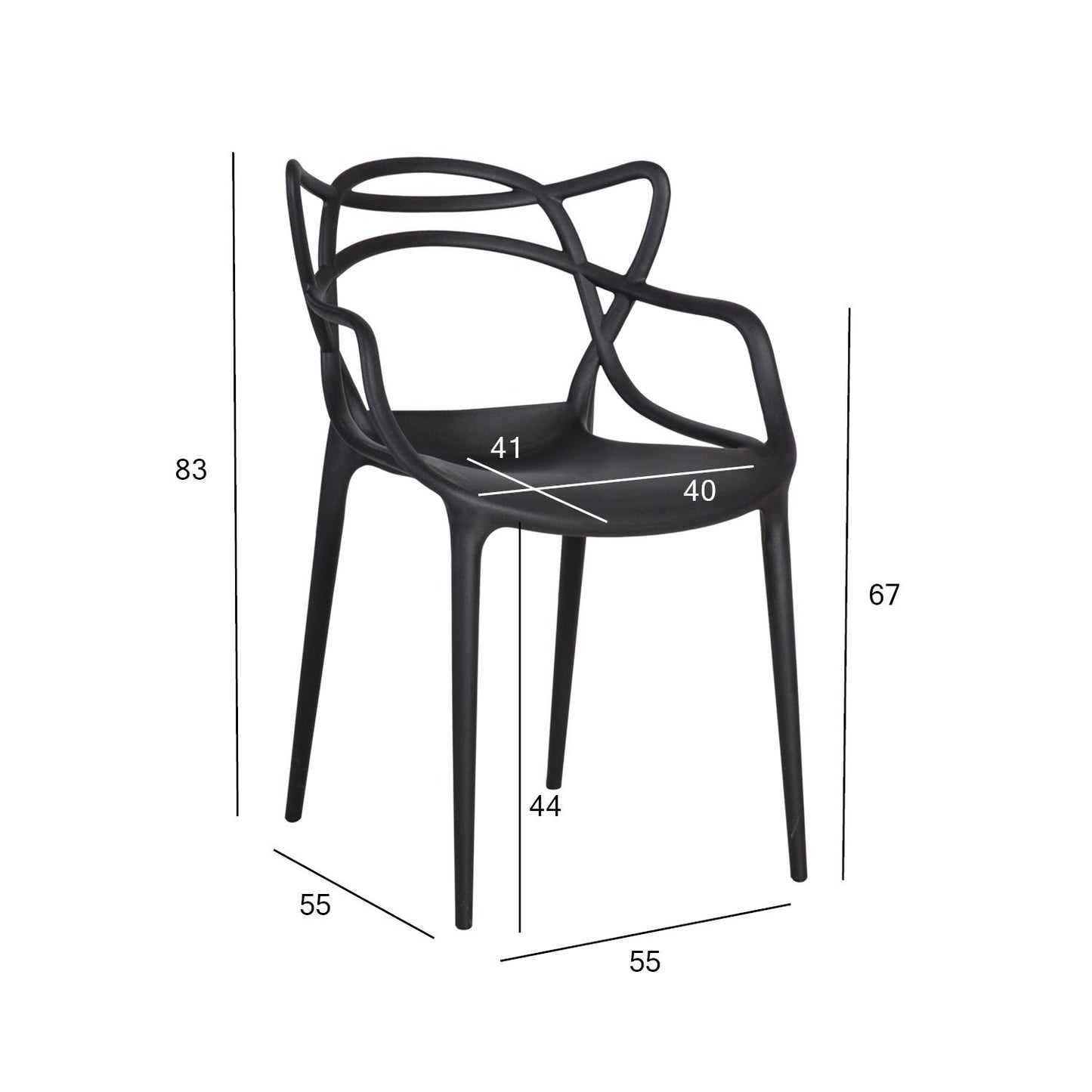 Стул BUTTERFLY 55x55xH83см черный 