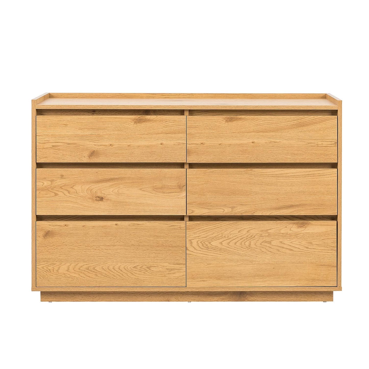 Chest of drawers SACHA 120x40xH80cm, melamine with oak decor