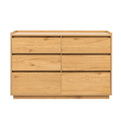 Chest of drawers SACHA 120x40xH80cm, melamine with oak decor