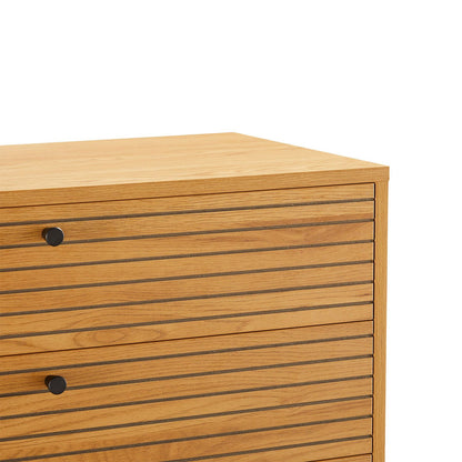 Chest of drawers LINE 80x40xH85cm, melamine with oak pattern