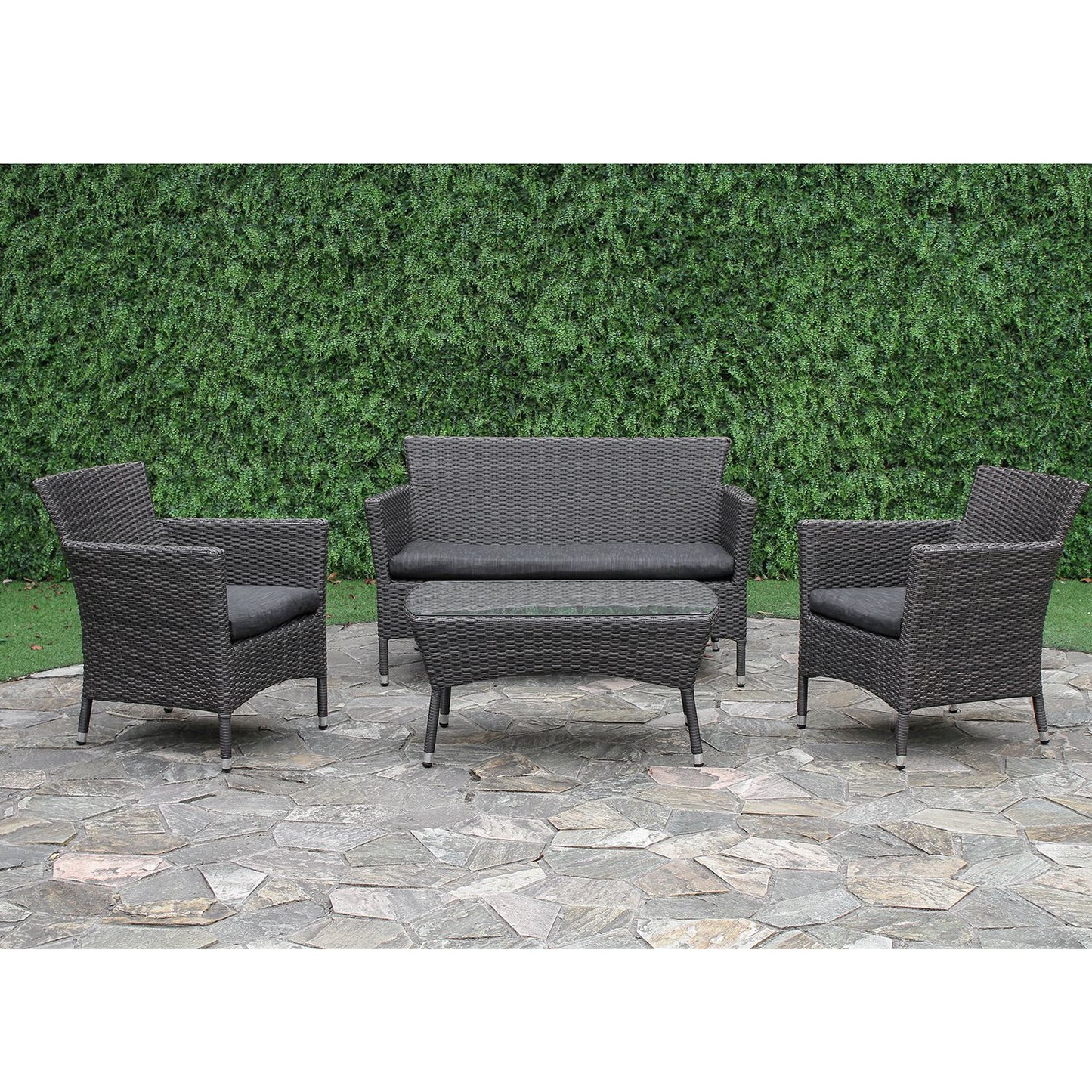 Garden furniture set WATERS table, sofa and 2 chairs / Grey 