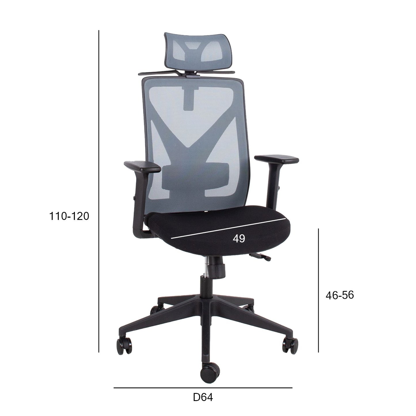 Work chair MIKE black/grey 