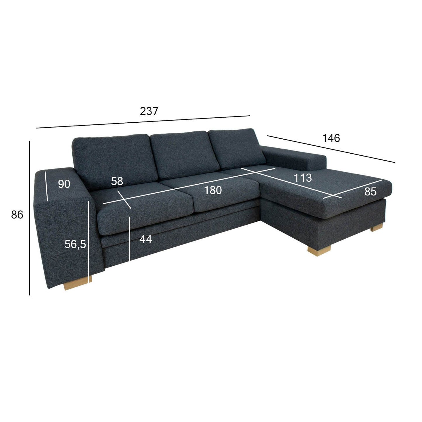 Corner sofa DAGMAR dark gray