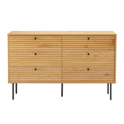 Chest of drawers LINE 120x40xH75cm, melamine with oak pattern