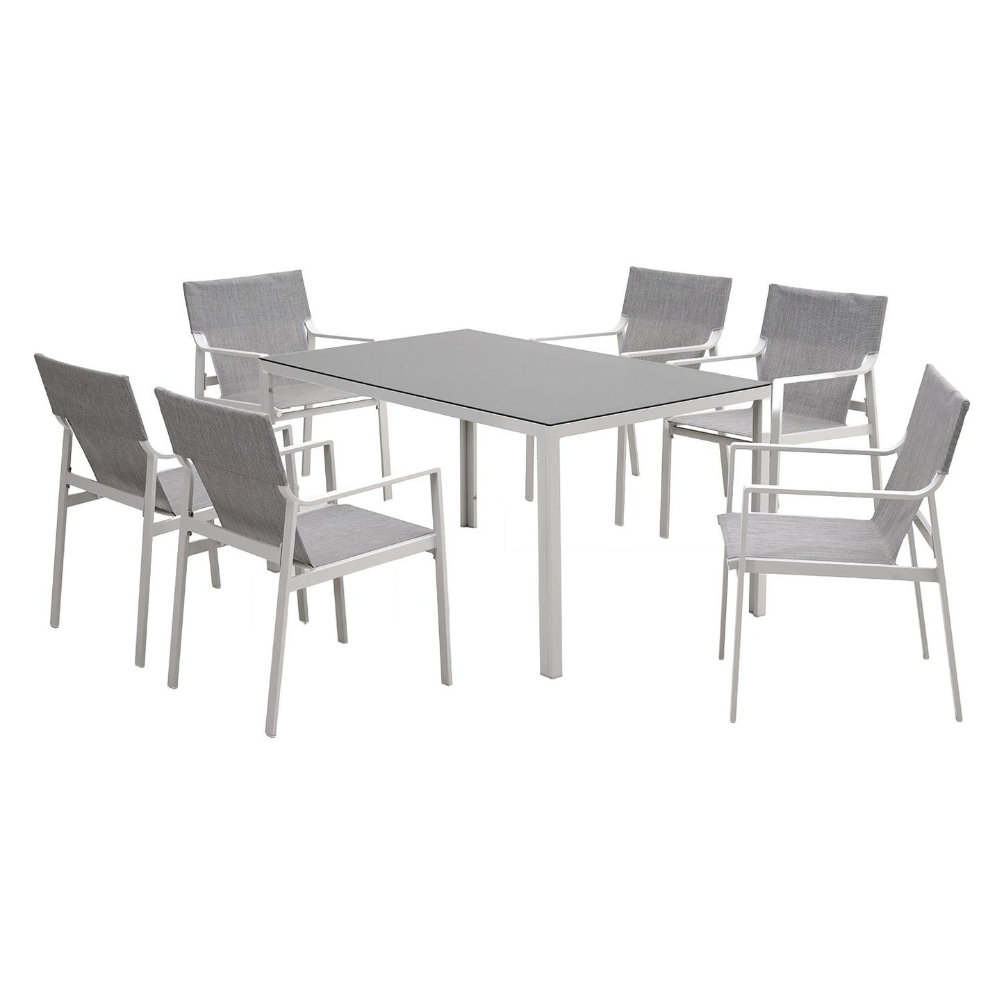 Garden furniture set OSMAN table and 6 chairs, light gray