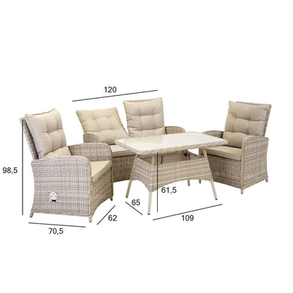 Garden furniture set EMERALD table, sofa, 2 chairs 