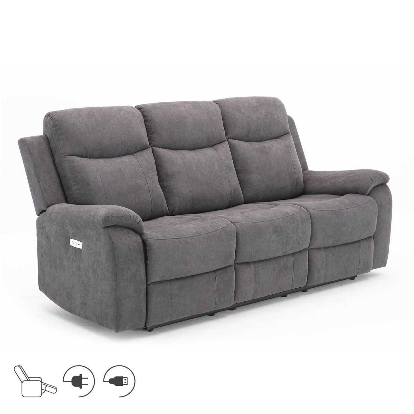 Sofa MILO 3-seater 209x96xH103cm, with electric mechanism, gray