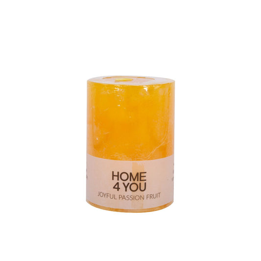 Candle JOYFUL PASSION FRUIT, D6.8xH9.5cm, yellow (fragrance - grenadyl) 