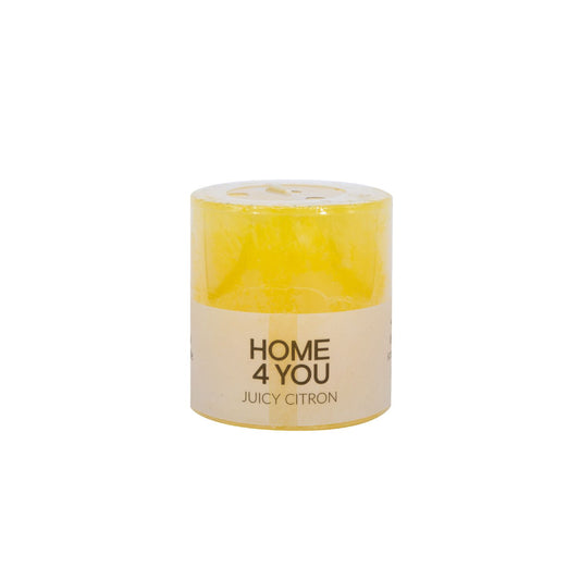 Candle JUICY CITRON, D6.8xH7.2cm, light yellow (with lemon scent)