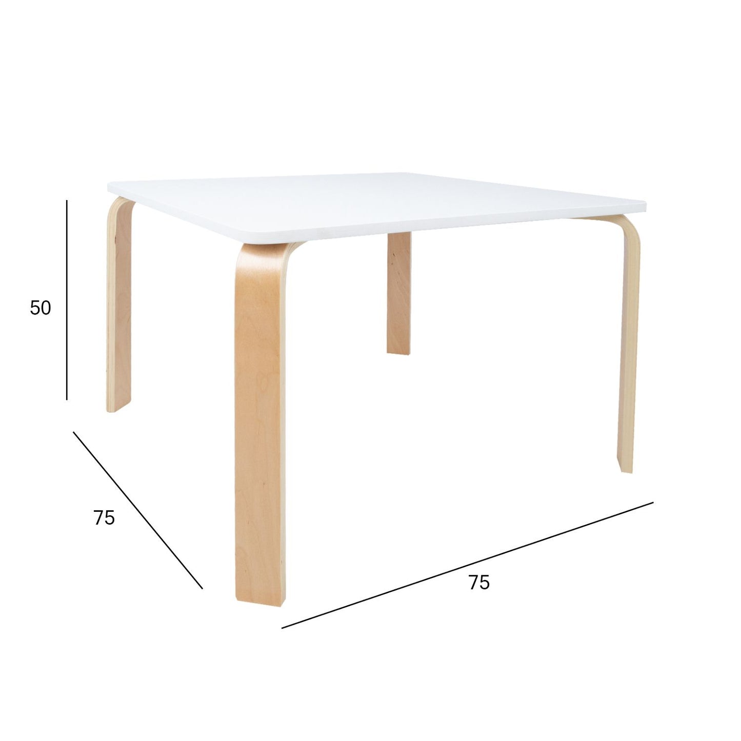 Children's table HAPPY 75x75xH50cm, white