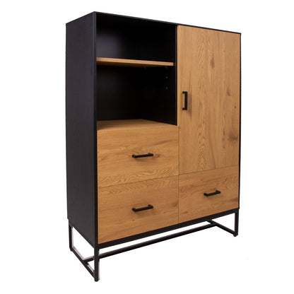 Chest of drawers AMSTERDAM 100x40xH140cm, oak/black