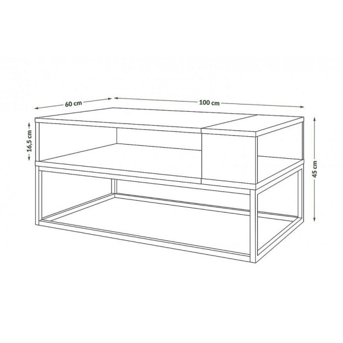 Coffee table AFRA OAK CRAFTSMAN + ANTHRACITE / BLACK 100X60