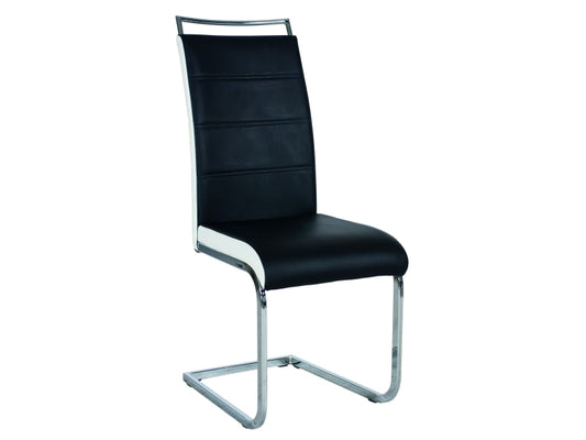 Chair H441 CHROME/BLACK/WHITE SIDES ECO-LEATHER