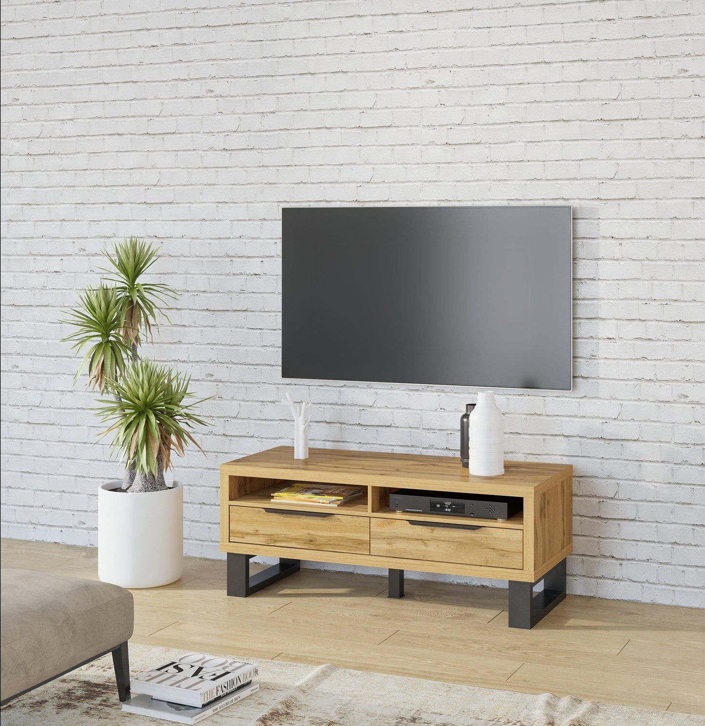 HALLE WM - Mazā TV lāde ar 2 atvilktnēm - Easy Home