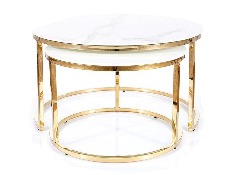 Coffee table MUSE WHITE MARBLE EFFECT/GOLD (SET)