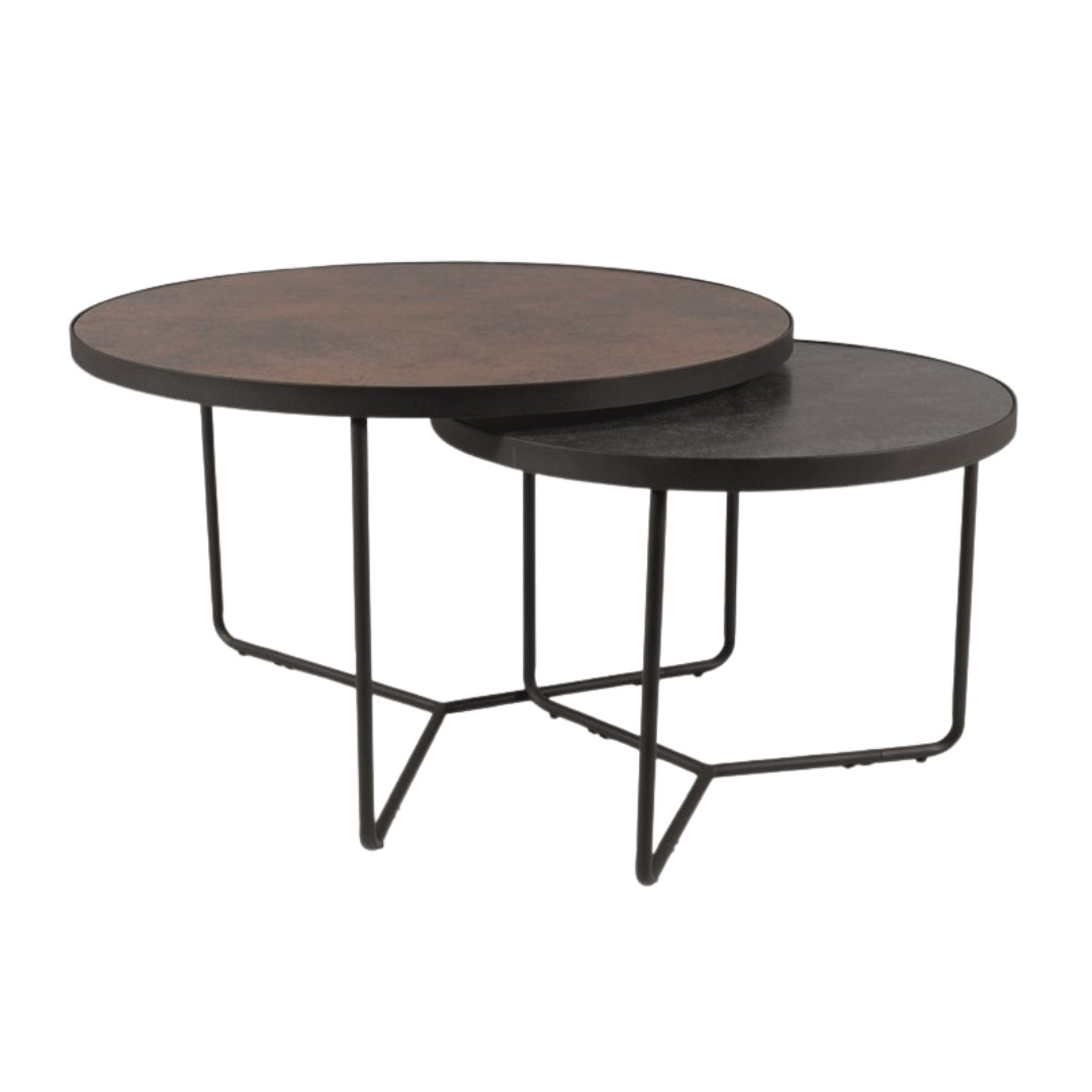 Coffee table ITALIA BROWN+GRAY (STONE EFFECT)/BLACK (SET)