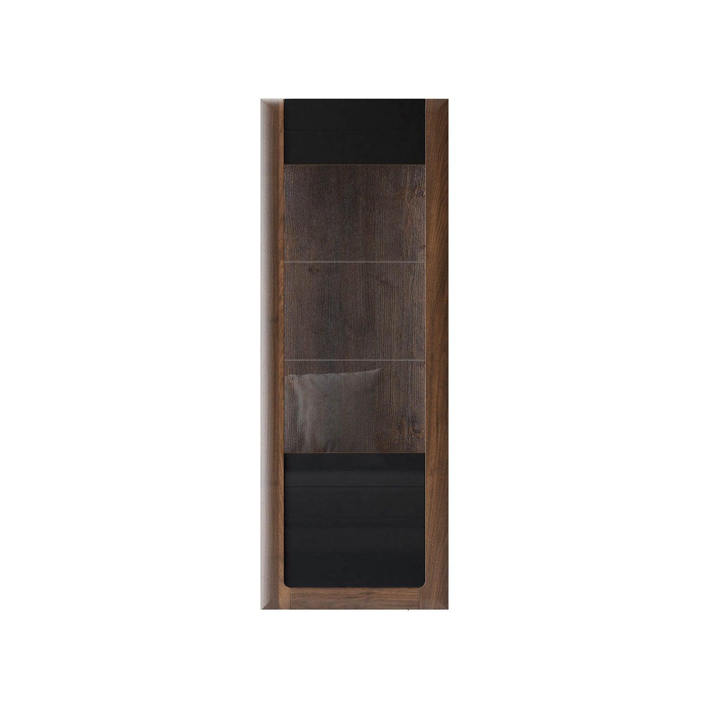 KASAI - Displeja skapis ar 1 durvīm (1x stikls) - Walnut Columbia / Black Gloss - Easy Home