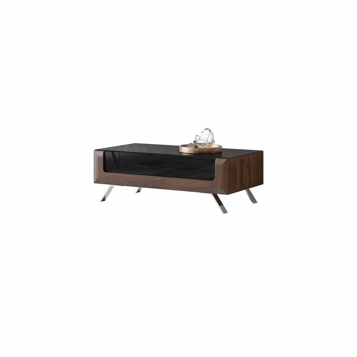 KASAI - Kafijas galds ar 1 nodalījumu - Walnut Columbia / Black Gloss - Easy Home