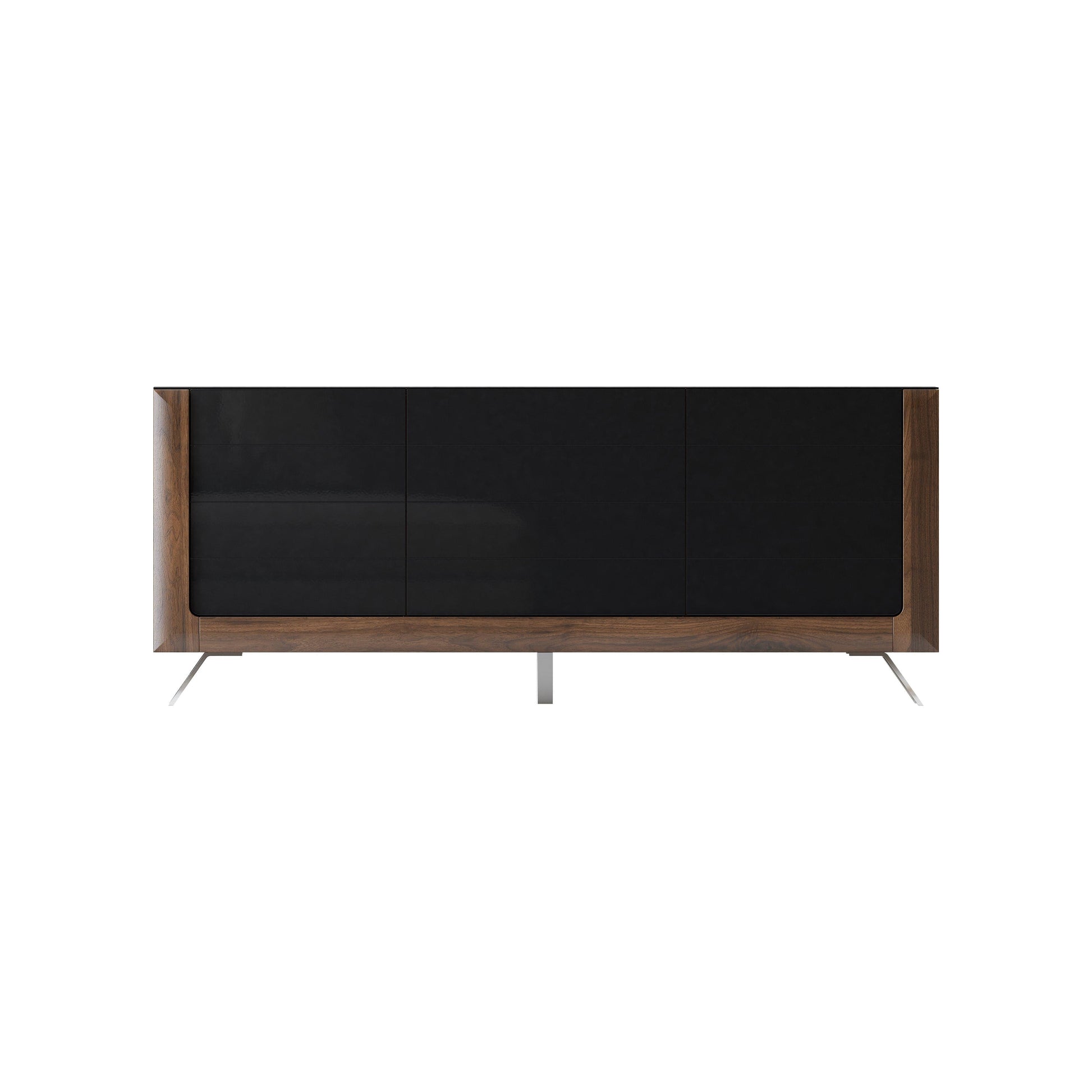 KASAI - Kumode ar 3 durvīm - Walnut Columbia / Black Gloss - Easy Home