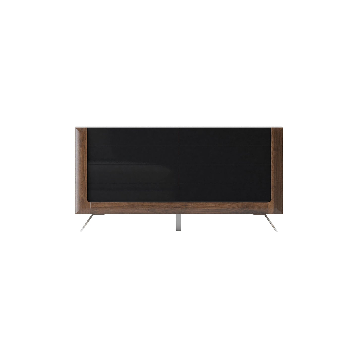 KASAI - Kumode ar divām durvīm - Walnut Columbia / Black Gloss - Easy Home