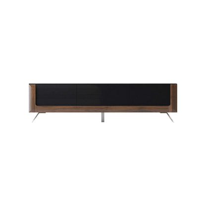 KASAI - TV skapis ar 2 durvīm un 1 paliktņu - Walnut Columbia / Black Gloss - Easy Home