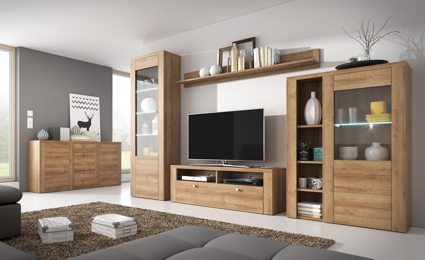 LARONA - Display skapis ar 1 durvīm / Riviera light oak - Easy Home