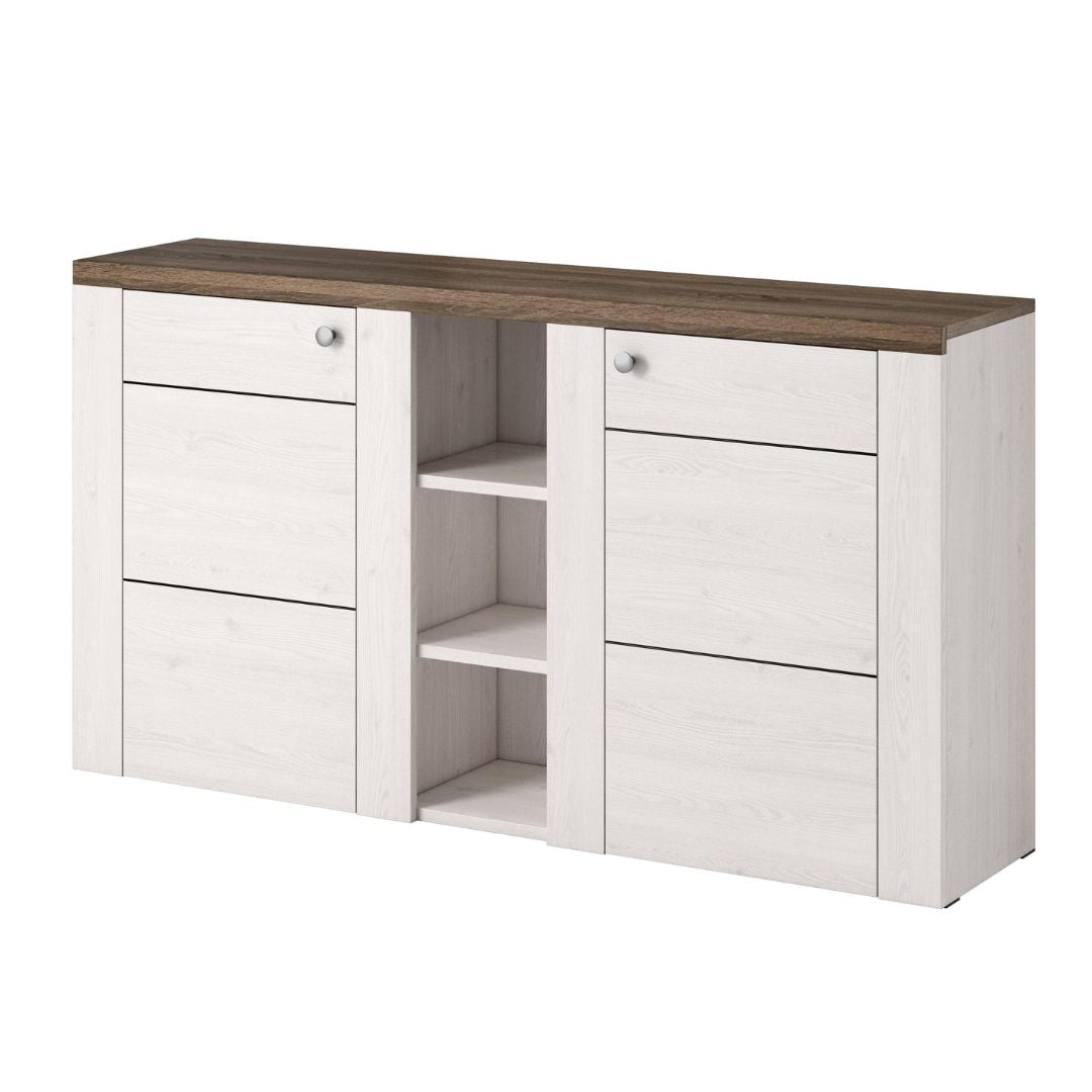 LARONA - Chest of drawers with 2 doors and shelves / Oak Sibiu Larche &amp; Oak Sonoma Truffle