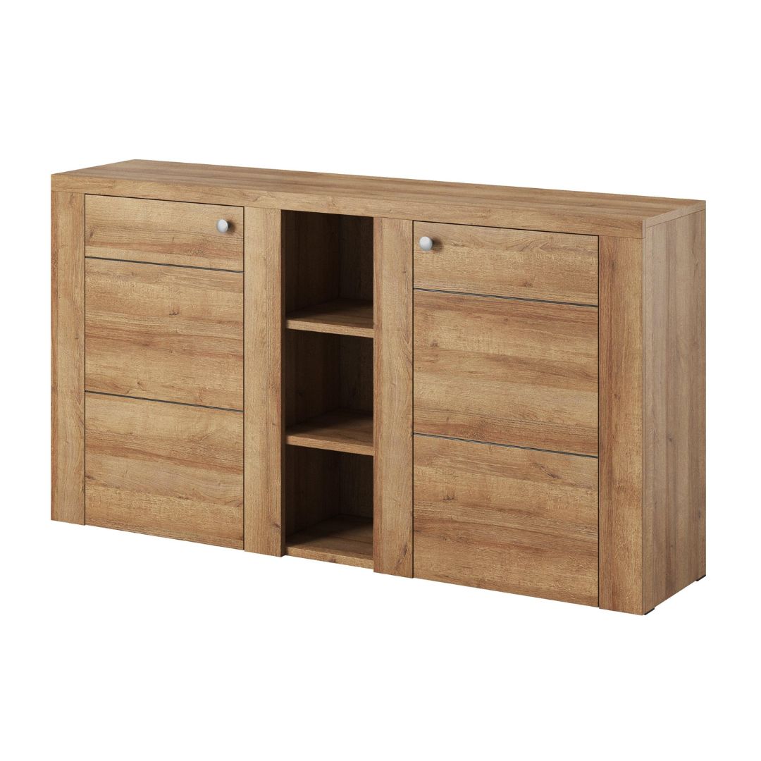 LARONA - Chest of drawers with 2 doors and shelves / Riviera light oak