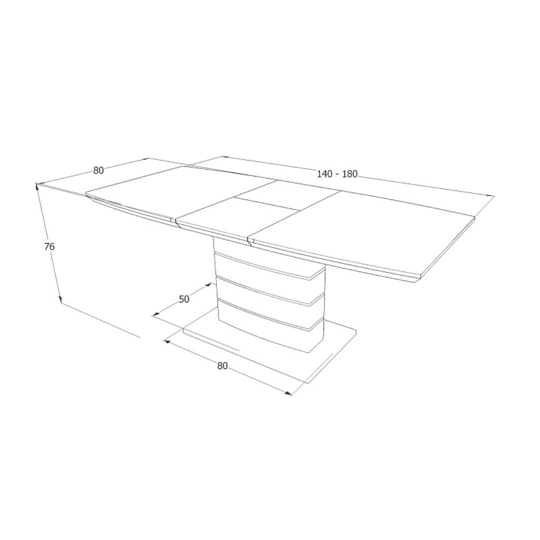 Table LEONARDO CONCRETE EFFECT 140(180)X80