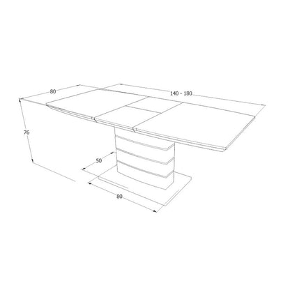 Table LEONARDO CONCRETE EFFECT 140(180)X80