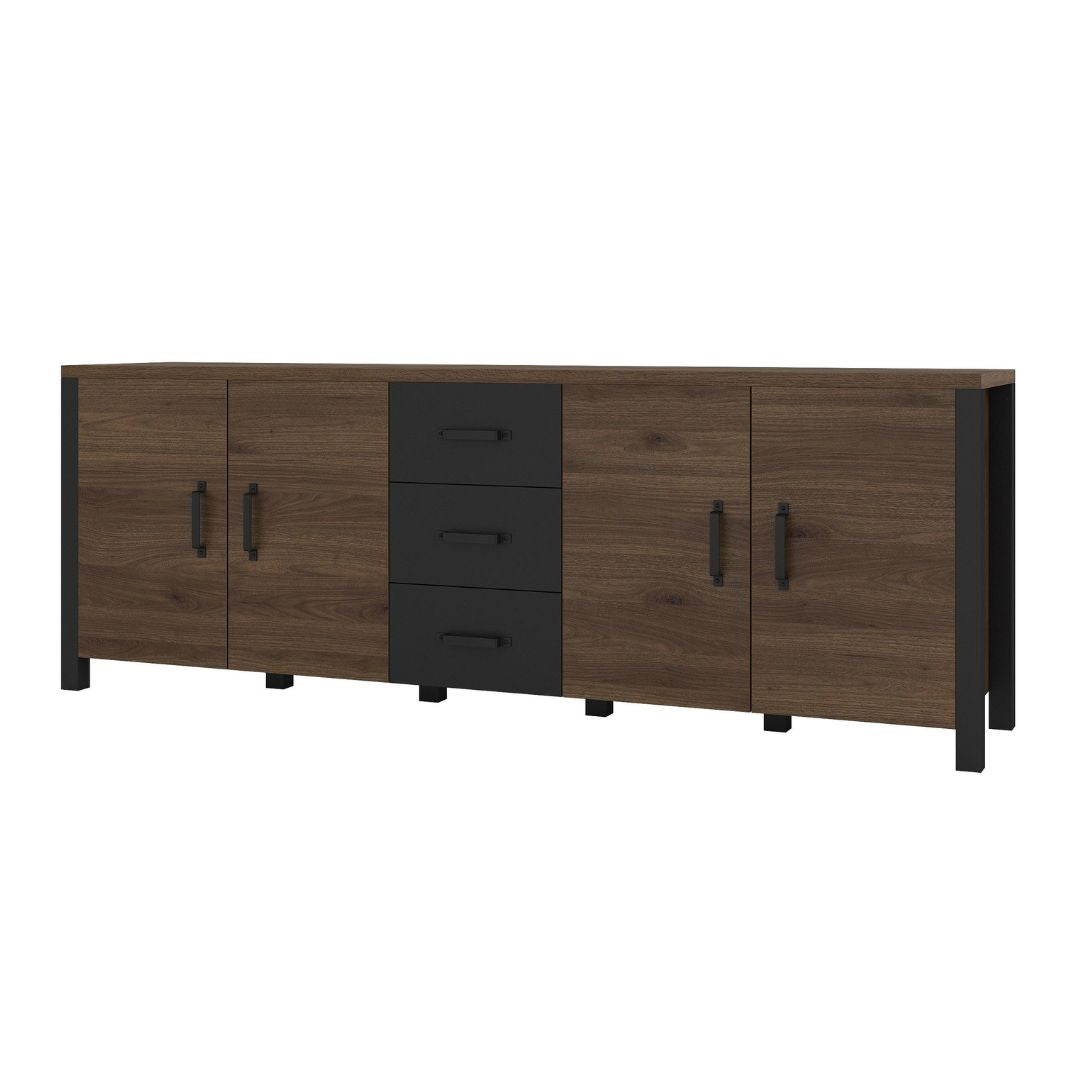 Olin - Dresser, 4 Doors, 3 Drawers, Okapi Walnut - Matt Black