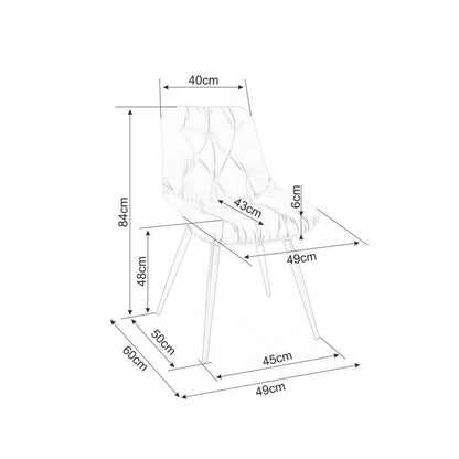 Chair PRAGUE VELVET BLACK FRAME/J. GRAY BLUEWELL 03