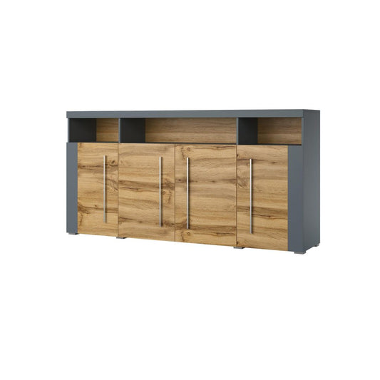 ROGER - Chest of drawers with 4 doors - Gray / Gray-Oak Votans 