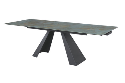 Table SALVADORE OSSIDO VERDE CERAMIC TURQUOISE / BLACK MATTE (160-240)X90