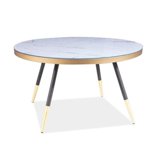 Coffee table VEGA B WHITE (MARBLE EFFECT) / BLACK FI 80